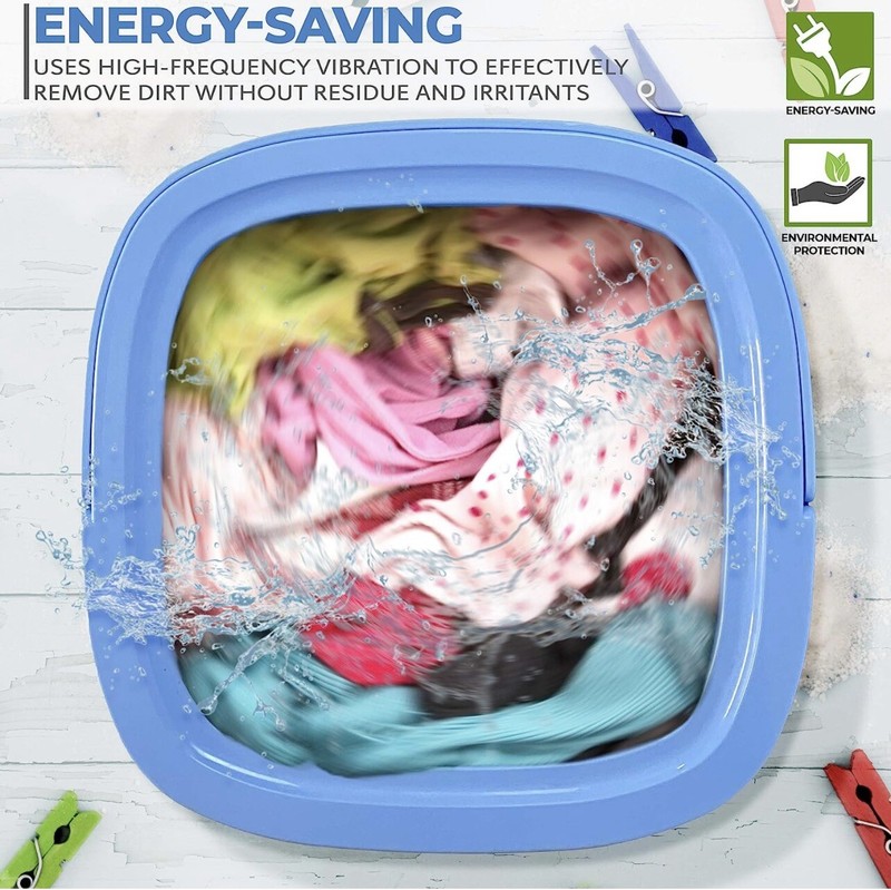 Pure Clean Portable Mini Washing Machine , Lightweight Collapsible Bucket-Blue gallery