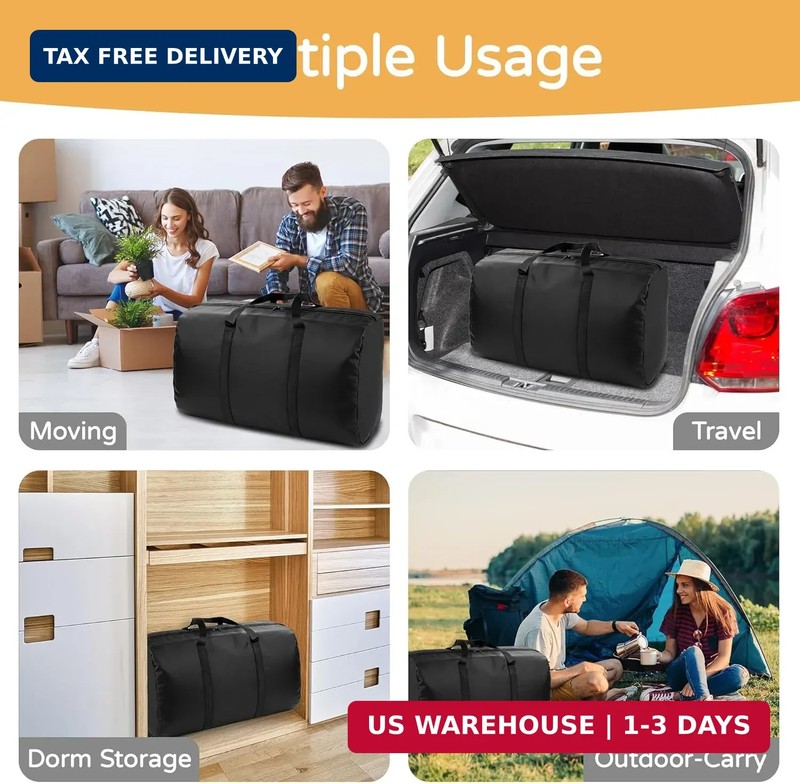 2 Pack 96L Extra Large Moving Bags with Zippers & Carrying Handles for Storage, gallery