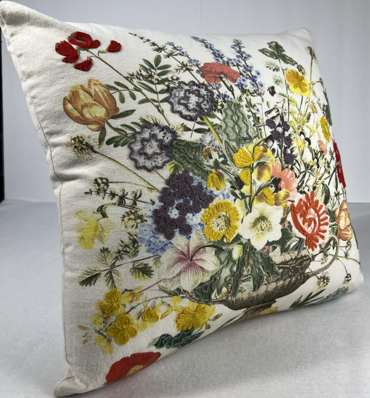 2011 "Woven Path" Embroidered Over Printed/Painted Flowers 18 x 18 Linen gallery