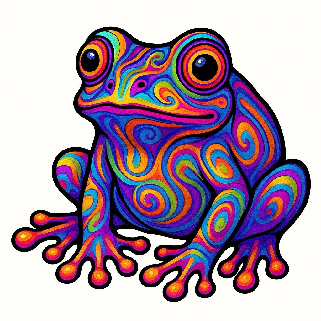 Psychedelic Tree Frog Tye Die vinyl decal sticker Waterproof 3” Colorful gallery