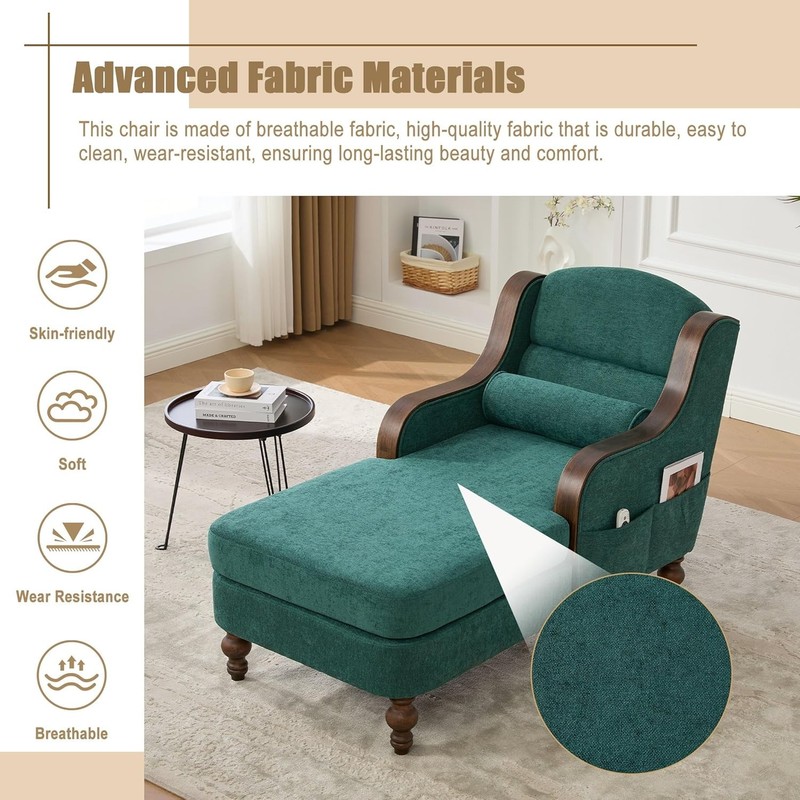 Oversized Chaise Lounge Indoor Solid Wood Frame Lazy Sleeper Armchair gallery