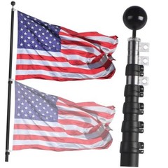 20ft Telescopic Flag Pole – Extra Thick Outdoor Telescoping 20FT Black-20FT