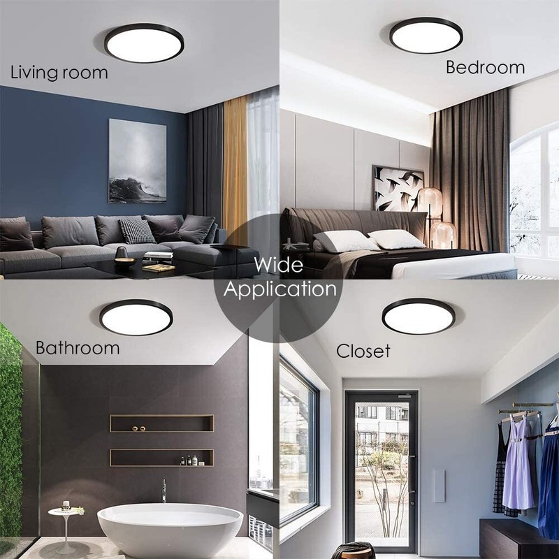 Black 6 Pack Led Ceiling Fixture Flush Mount for Kitchen Living Room Garage F... gallery
