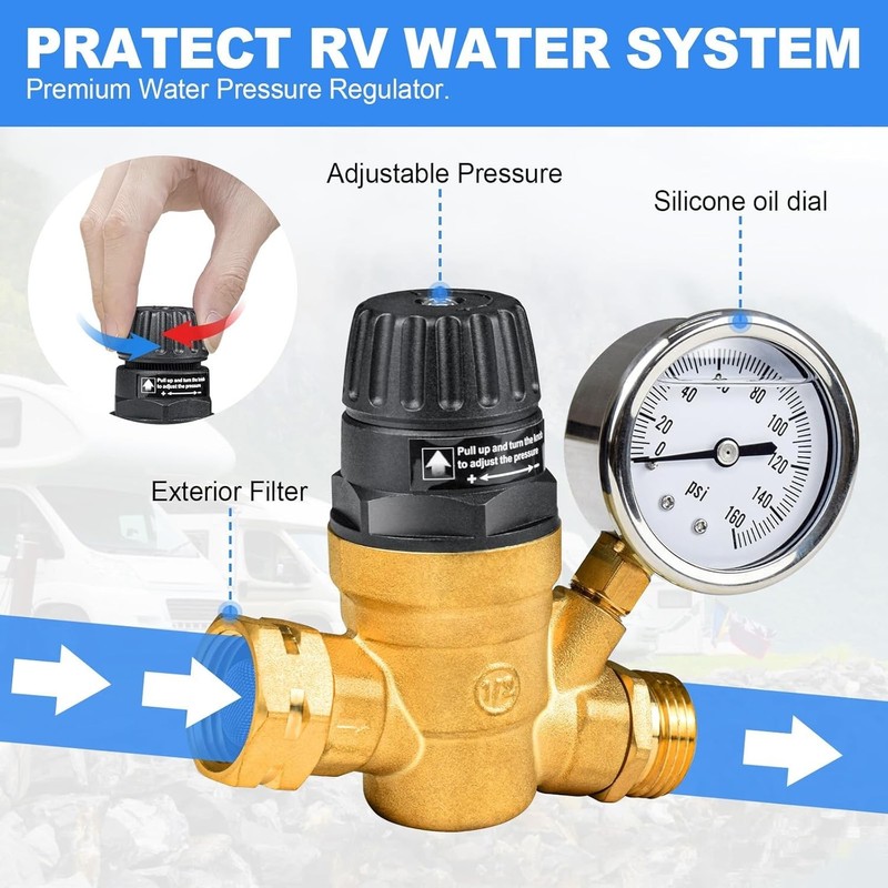 Water Pressure Regulator Filter Kit for RV Camper, Fresh Water Kit All-in-One... gallery