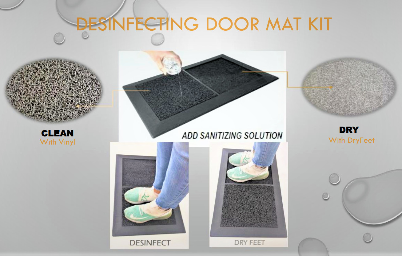 Desinfecting Doormat Kit (Wet and Dry) Shoe two Mats entrance Sanitizing gallery