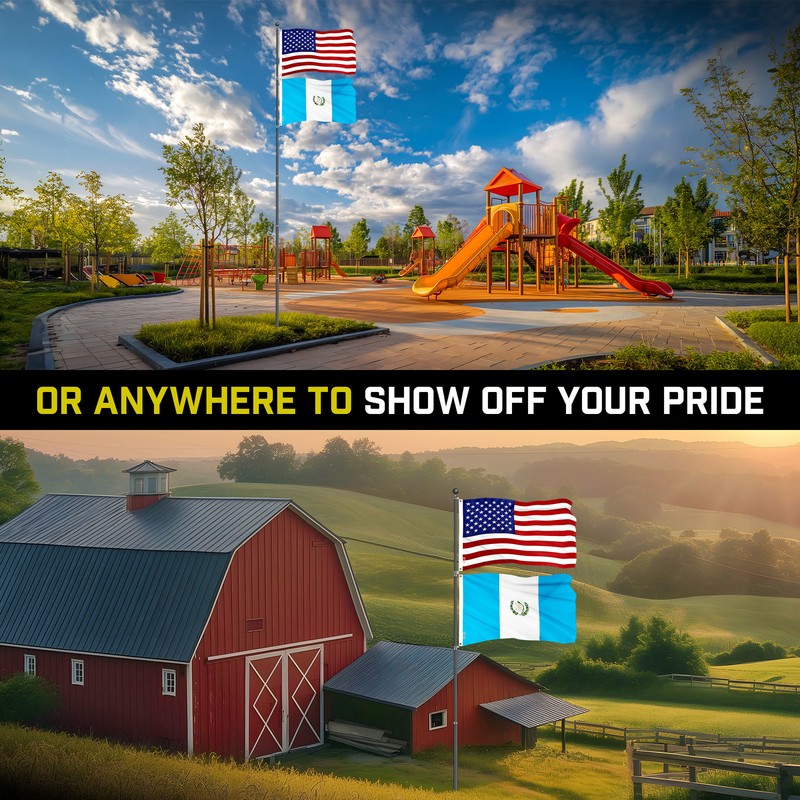 25 Ft Telescoping Flagpole Black & American and Guatemala Flags Emb 300D 3x5Ft gallery
