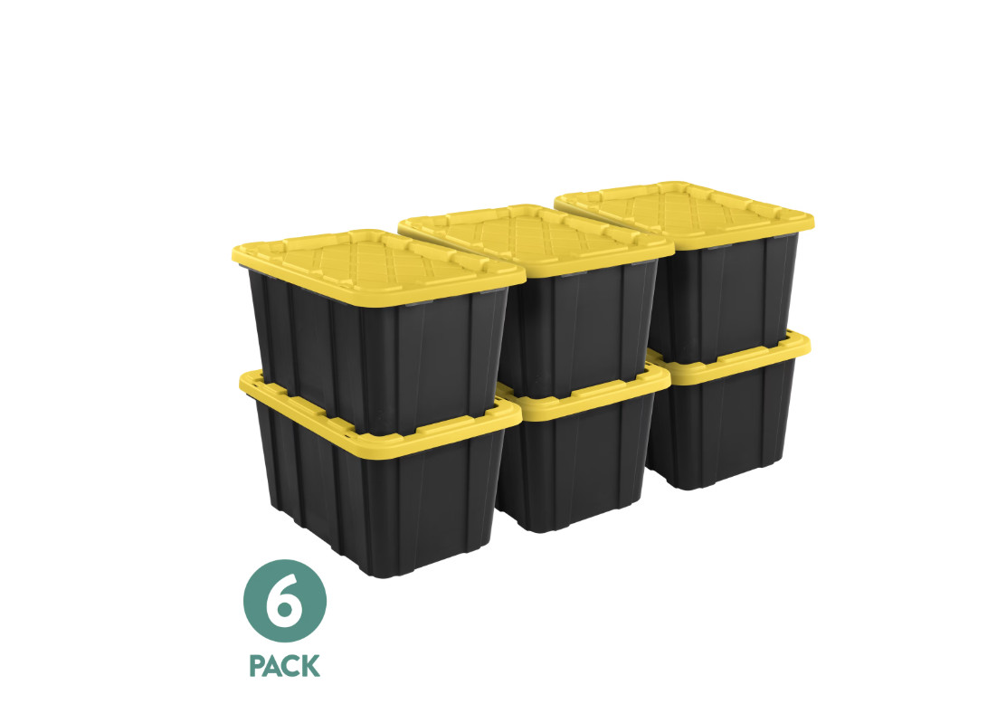 Large Storage Bin, 27 Gallon Plastic Storage Tote with Snap-On Lid, 6 Pack gallery