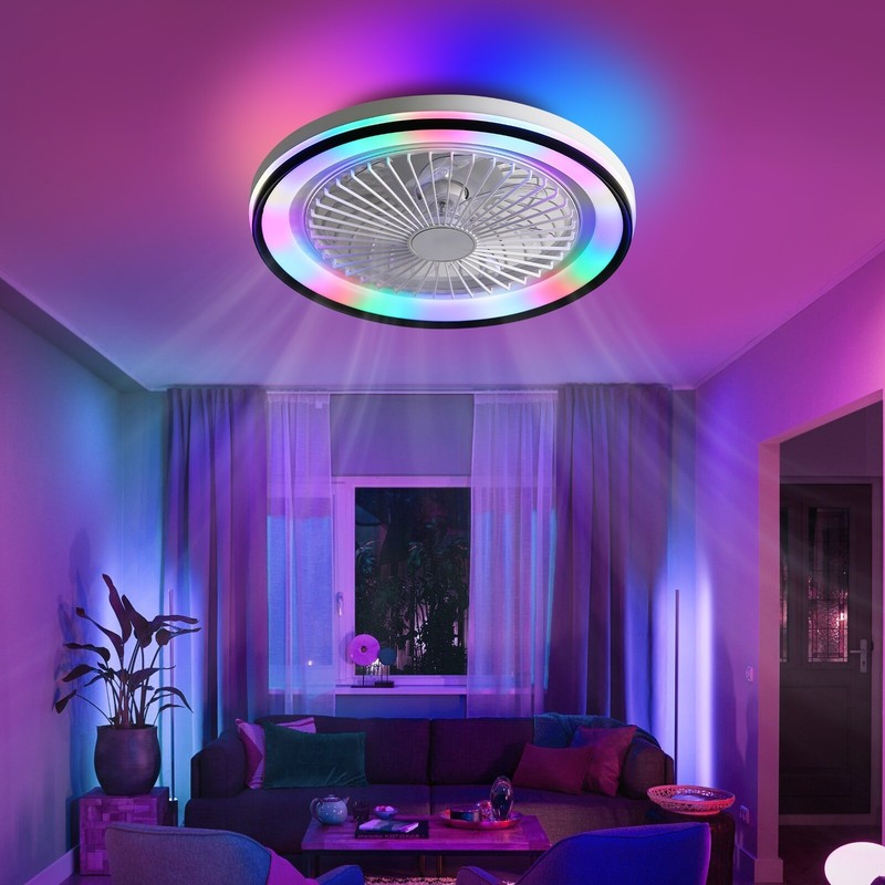 Sofucor 19'' RGB LED Ceiling Fan with Light & APP & Remote Control Reversible gallery