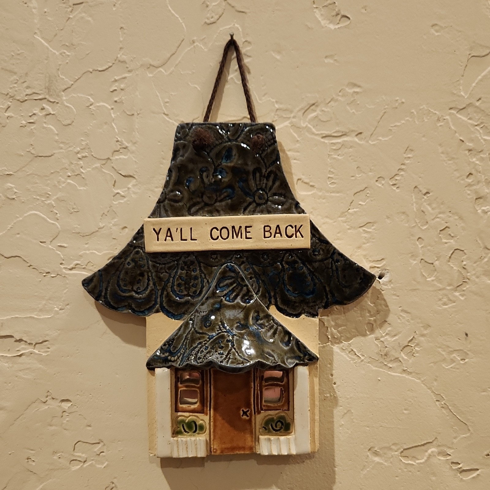 Studio Pottery House Wall Plaque Welcome YA'LL COME BACK no chips or cracks gallery