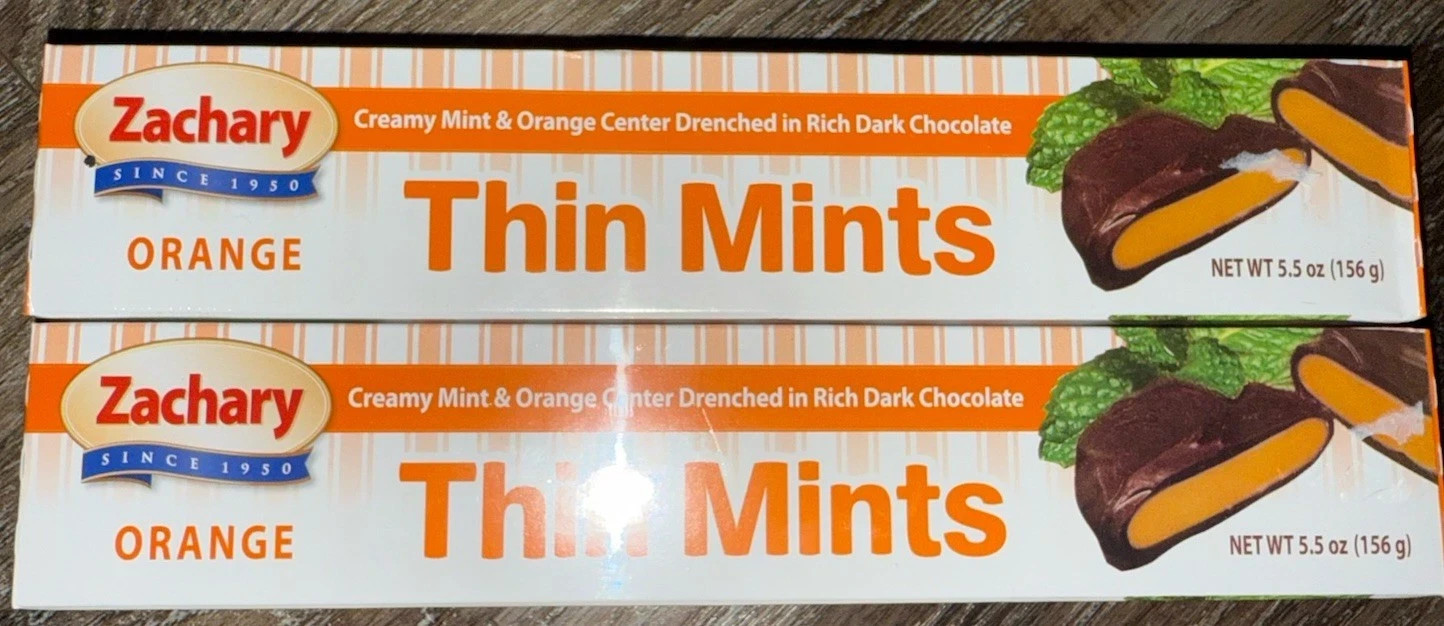 Zachary Orange Thin Mints Dark Chocolate 2-Boxes 5.5 Oz. Each ~ Exp. 02/14/2027 gallery