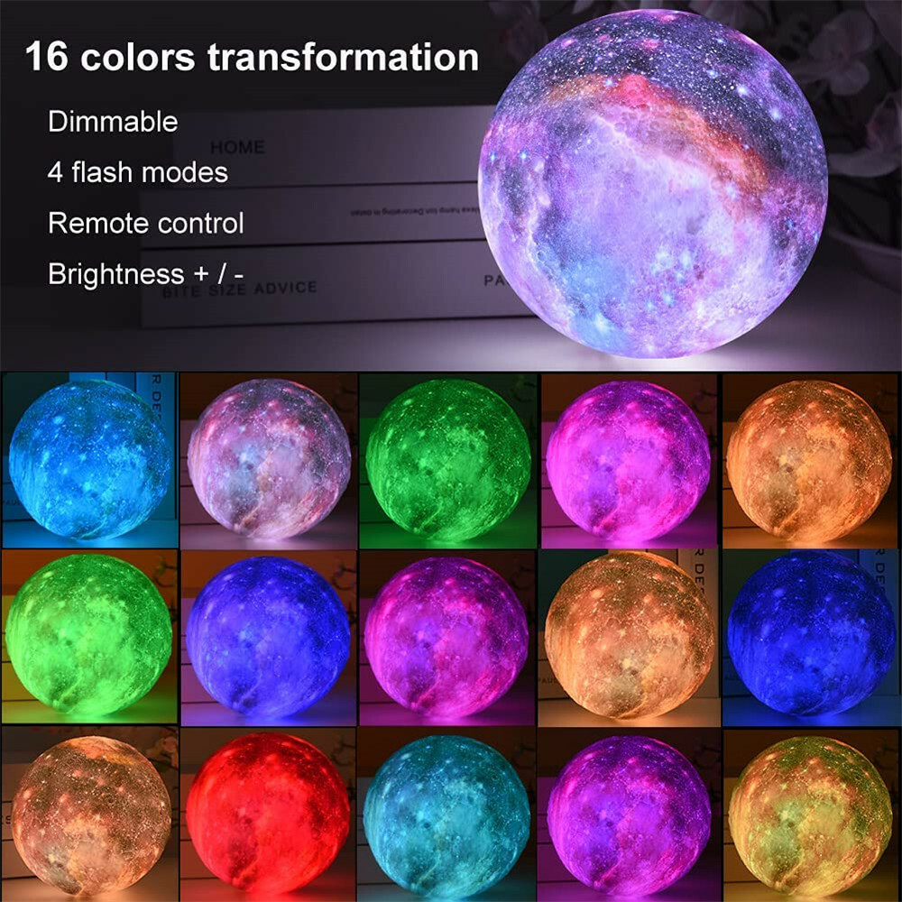 3D Printing Galaxy Lamp Moonlight USB LED Night Lunar Light Touch Color Changing gallery