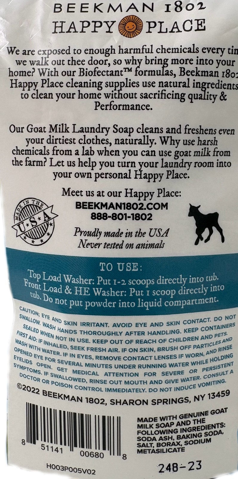 Beekman 1802 Happy Place Natural Laundry Soap Goat Milk—Pure Unscented 150 LOADS gallery