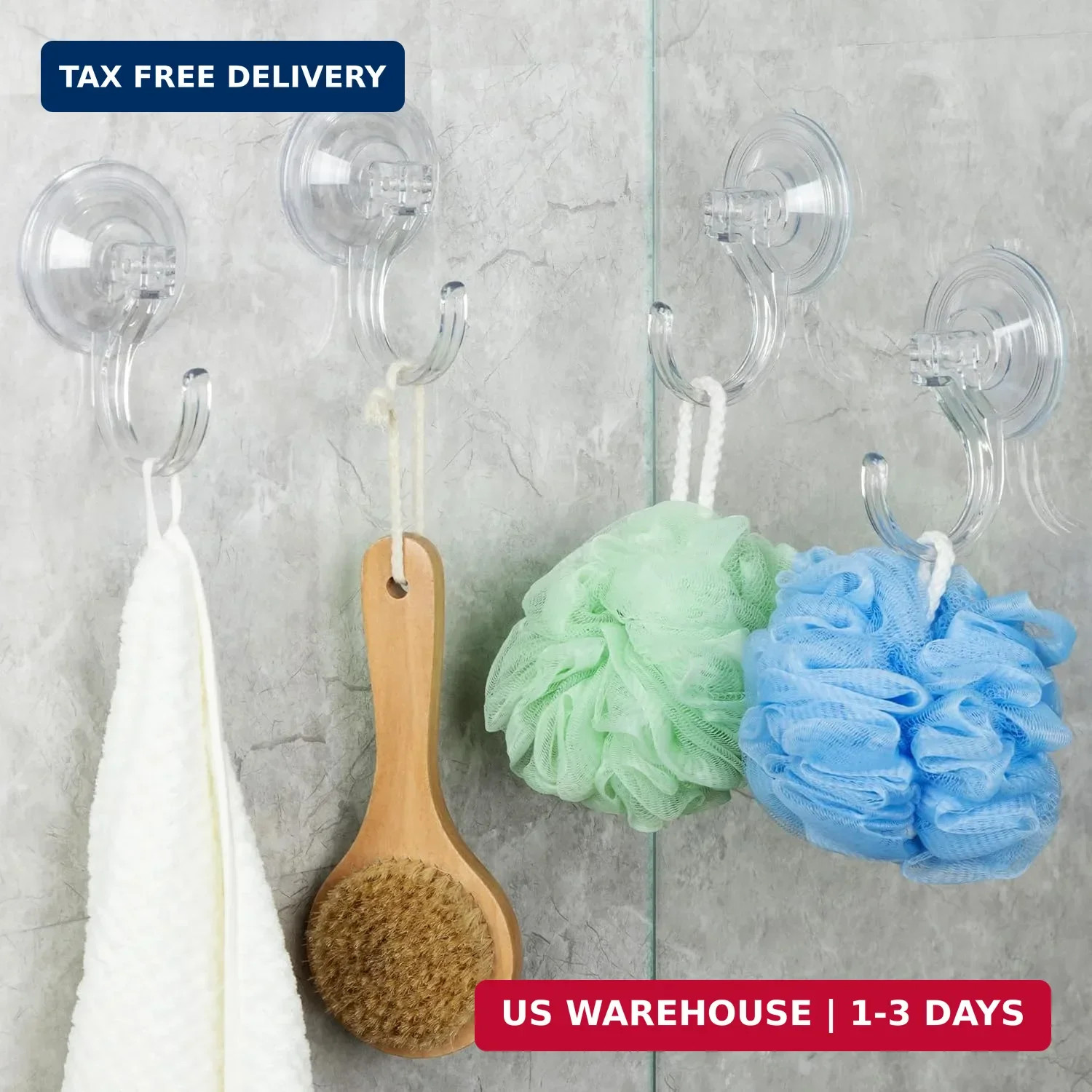 4-Pack Suction Cup Hooks for Shower, Extra Large Clear 1.9" Shower Suction Hooks gallery