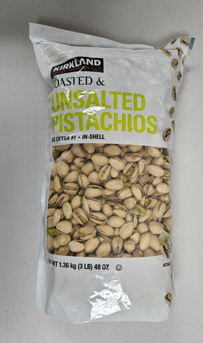 Kirkland Signature InShell Pistachios Roasted UNSALTED 3 Lbs Kosher USA Exp 1/26 gallery