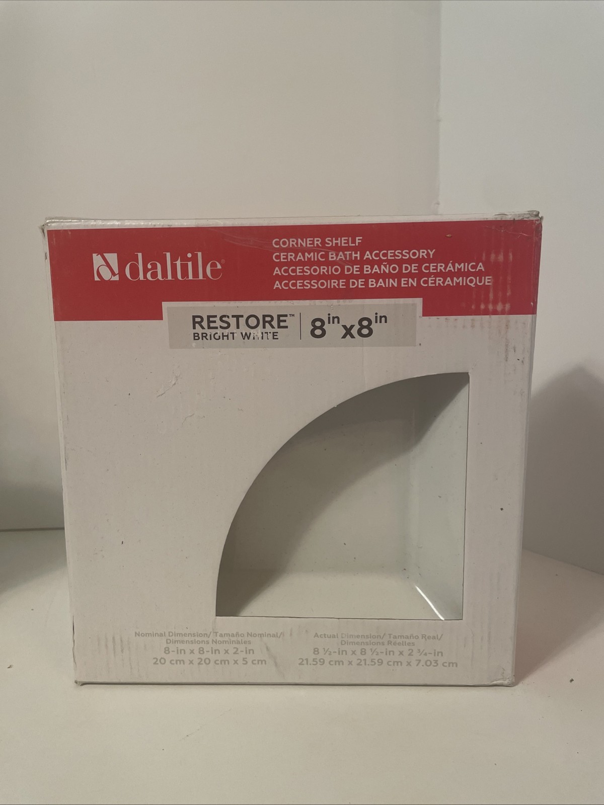 Daltile RE15BA780CC1P Ceramic Corner Shelf- bright white for Shower Tub Bath gallery