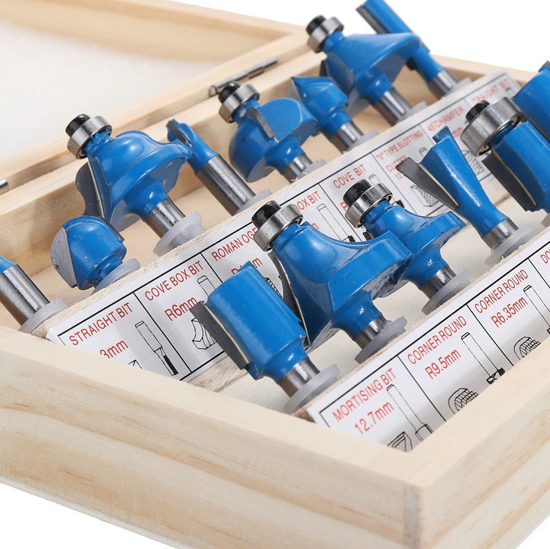 15pcs Router Bits Set Carbide Tipped,1/4'' Shank with Wooden Carry Case gallery