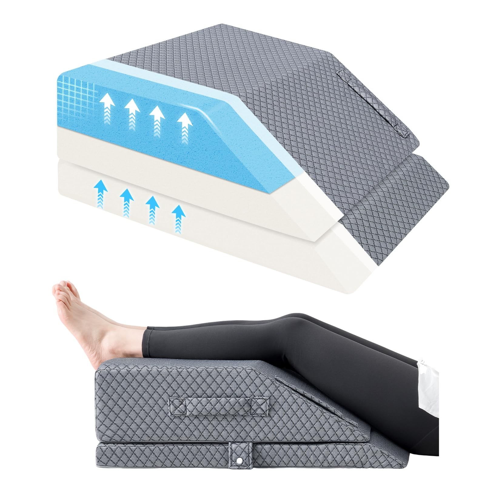2 Height Adjustable Wedge Leg Pillow for Elevation, Memory Foam Leg Elevation... gallery