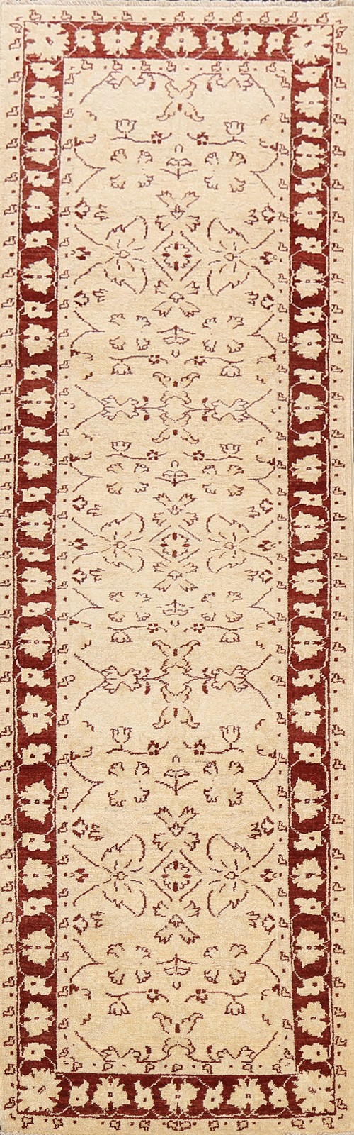 Floral Peshawar Oriental Runner Rug 3x10 Hand-knotted Wool Pakistani for Hallway gallery