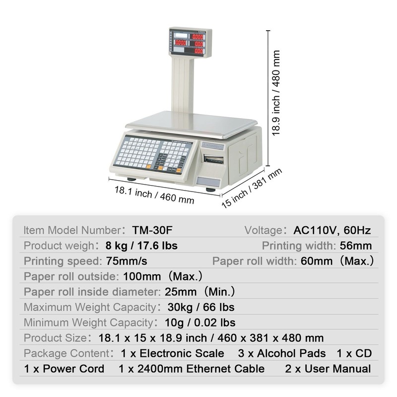 Electronic Price Computing Scale, 66 LB Digital Deli Weight Scales, LCD & LED gallery