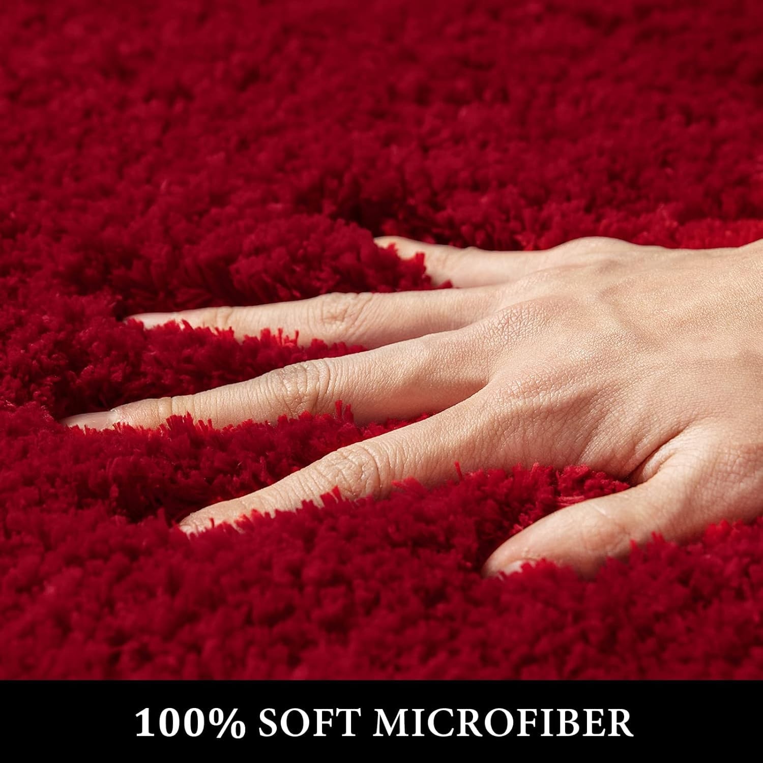 Red Bathroom Rugs 3 PCS Non Slip Bath Mat Set 20x30/24x44/U 20x24 Inch Runner gallery