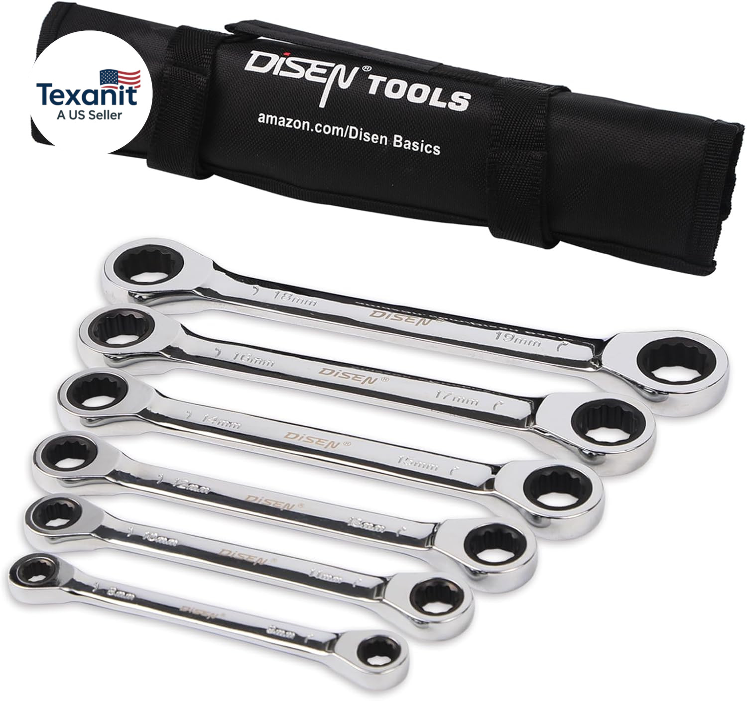 Double Box End Ratcheting Wrench Set Metric 6-Piece, 8Mm-19Mm, 72-Tooth Ratchet gallery
