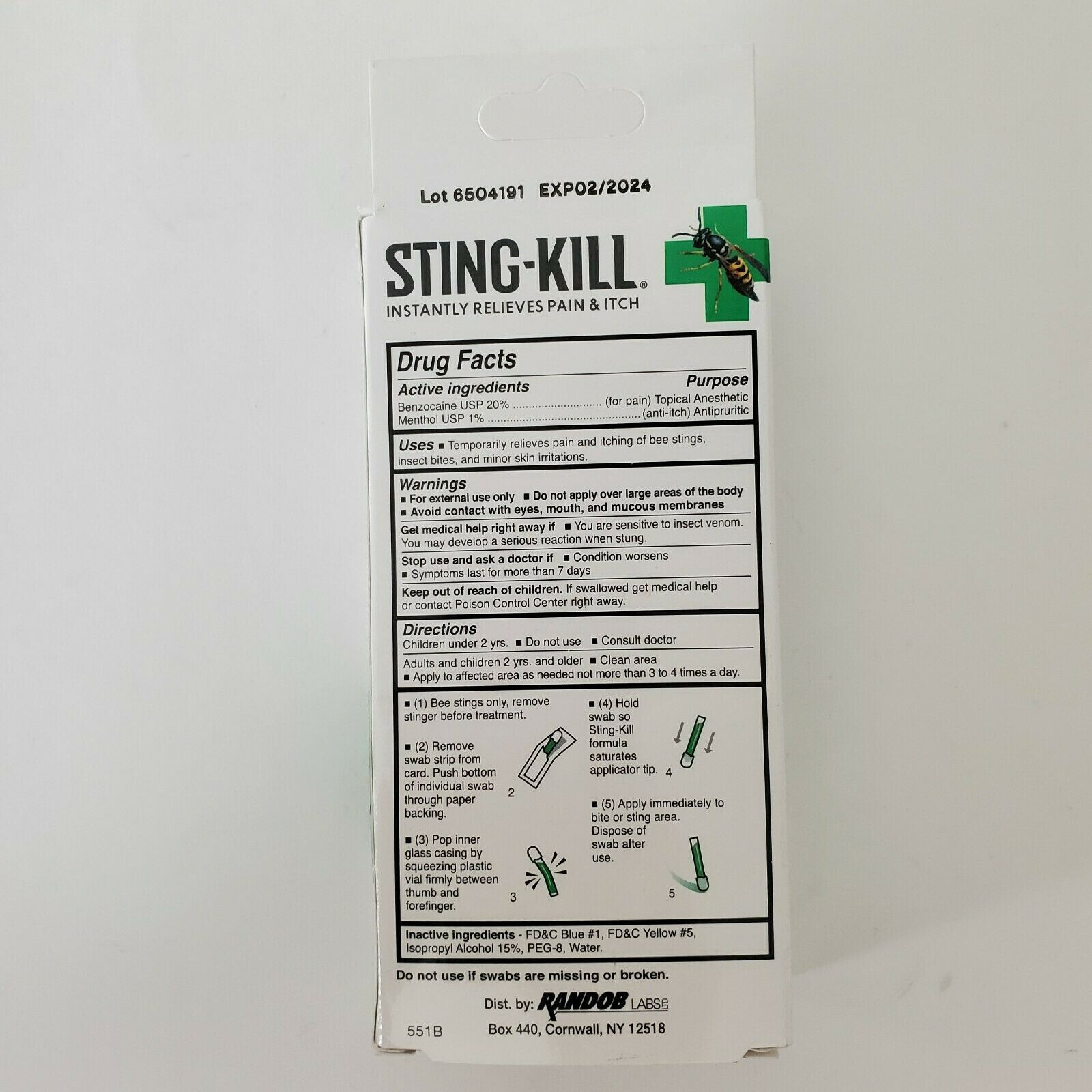 Sting-Kill Pain + Itch Relief Disposable Swabs 5 Pk Insect Jellyfish Stings gallery