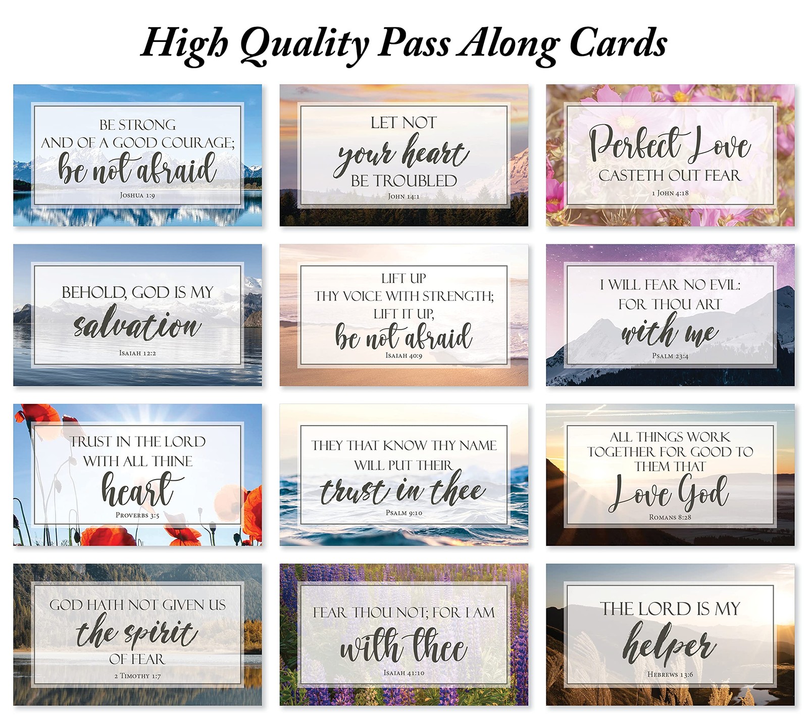 JBH Creations Be Not Afraid Bible Verse Cards with Full Scripture - Pack of 48 gallery