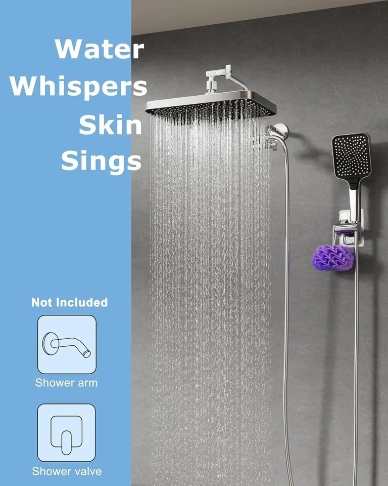 13 Inch High Pressure Shower Heads with Handheld Spray Combo, Rain Shower Hea... gallery