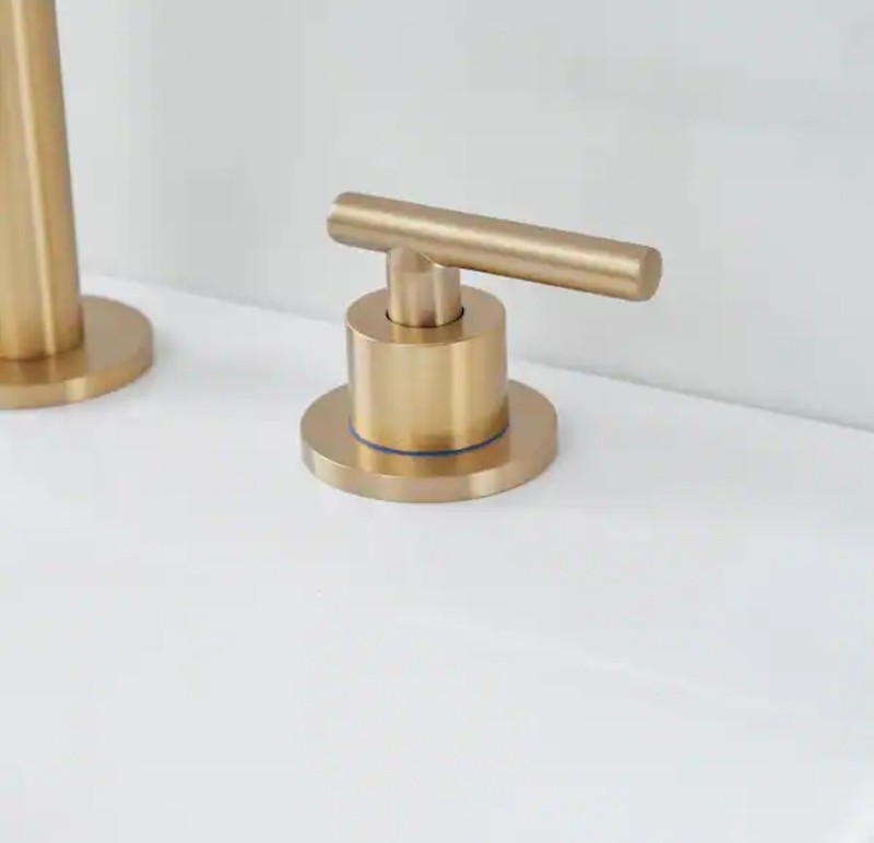 BWE Widespread Double Handle High-Arc Bathroom Faucet w/ Drain Kit Brushed Gold gallery