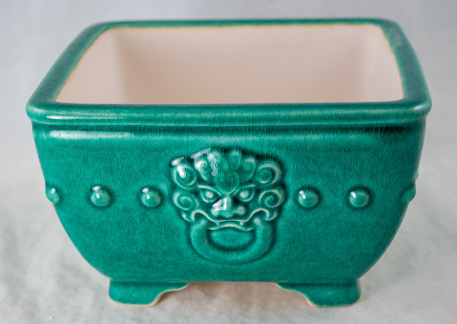 Fine Square Green Cactus & Succulent, Bonsai Pot + Mesh - 6.25"x 6.25"x 3.75" gallery