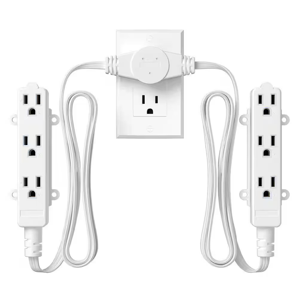 10 Ft. 16 / 3 AWG Indoor Twin Extension Cord with 2 3-Prong 3 Outlets, SPT-3 Fla gallery