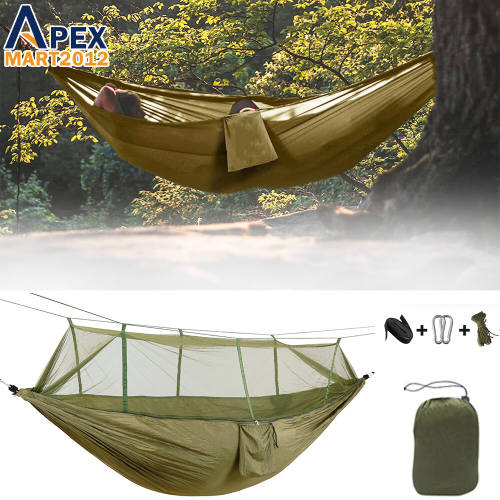 2 Person Camping Hammock With Mosquito Net Outdoor Portable Nylon Hanging Tent gallery