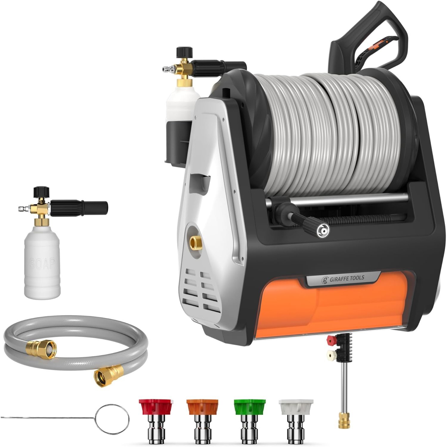 Giraffe Tools Max 3700PSI Electric Power Pressure Washer 100FT Hose Wall Mounted gallery