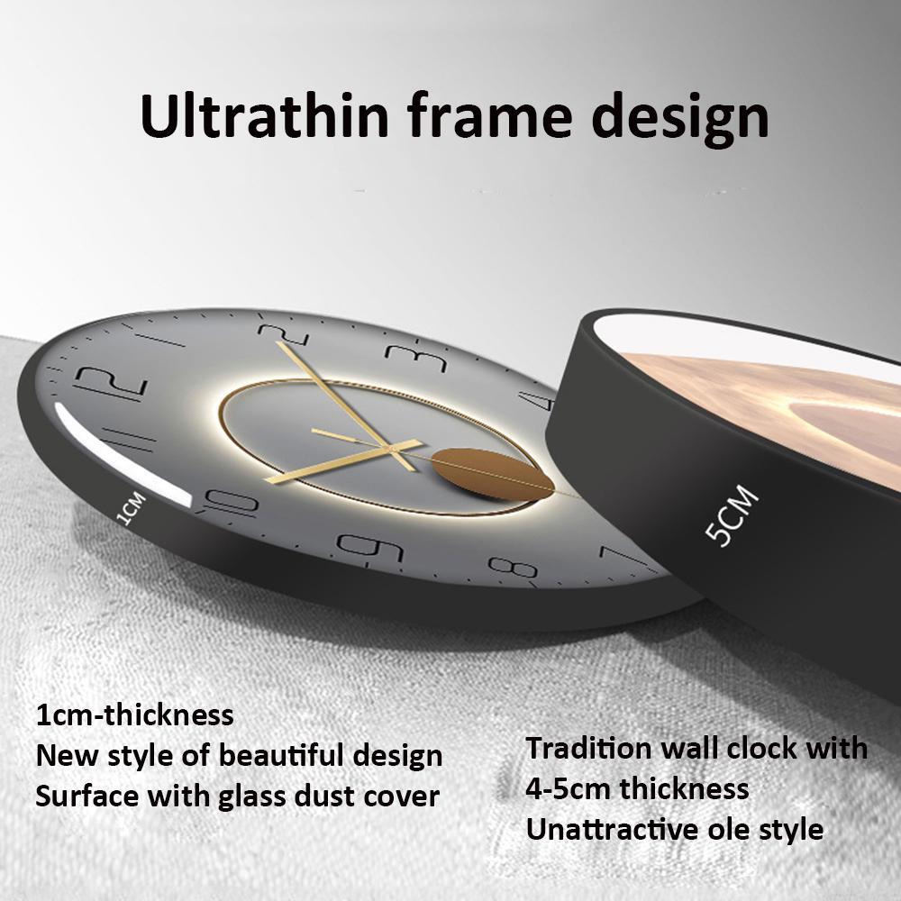 Nordic quartz wall clock silent ultrathin fashion PVC frame Tempered glass gallery