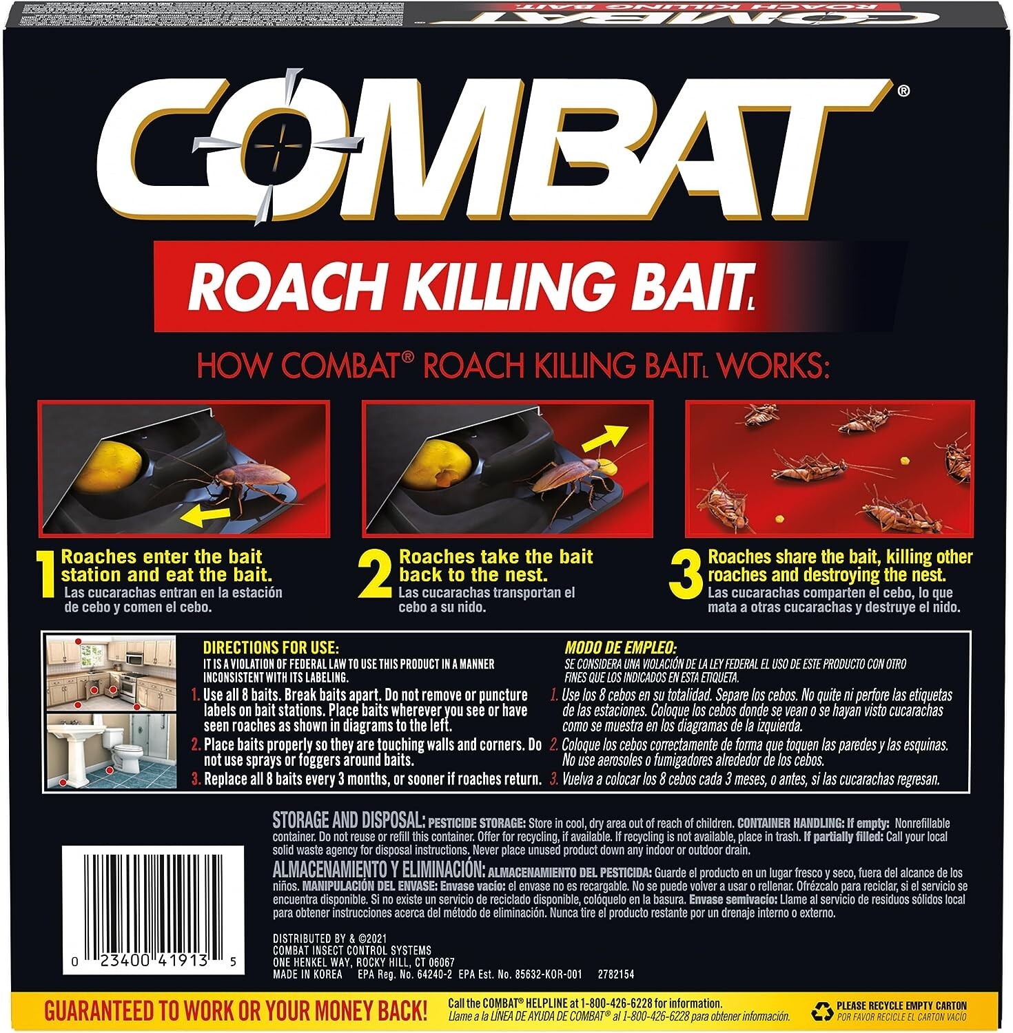 Combat Roach Killing Bait, 8 Large Bait Station, Kills the Nest, Child-Resistant gallery