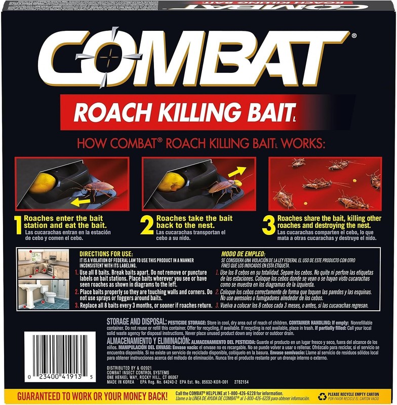 Combat Roach Killing Bait, 8 Large Bait Station, Kills the Nest, Child-Resistant gallery