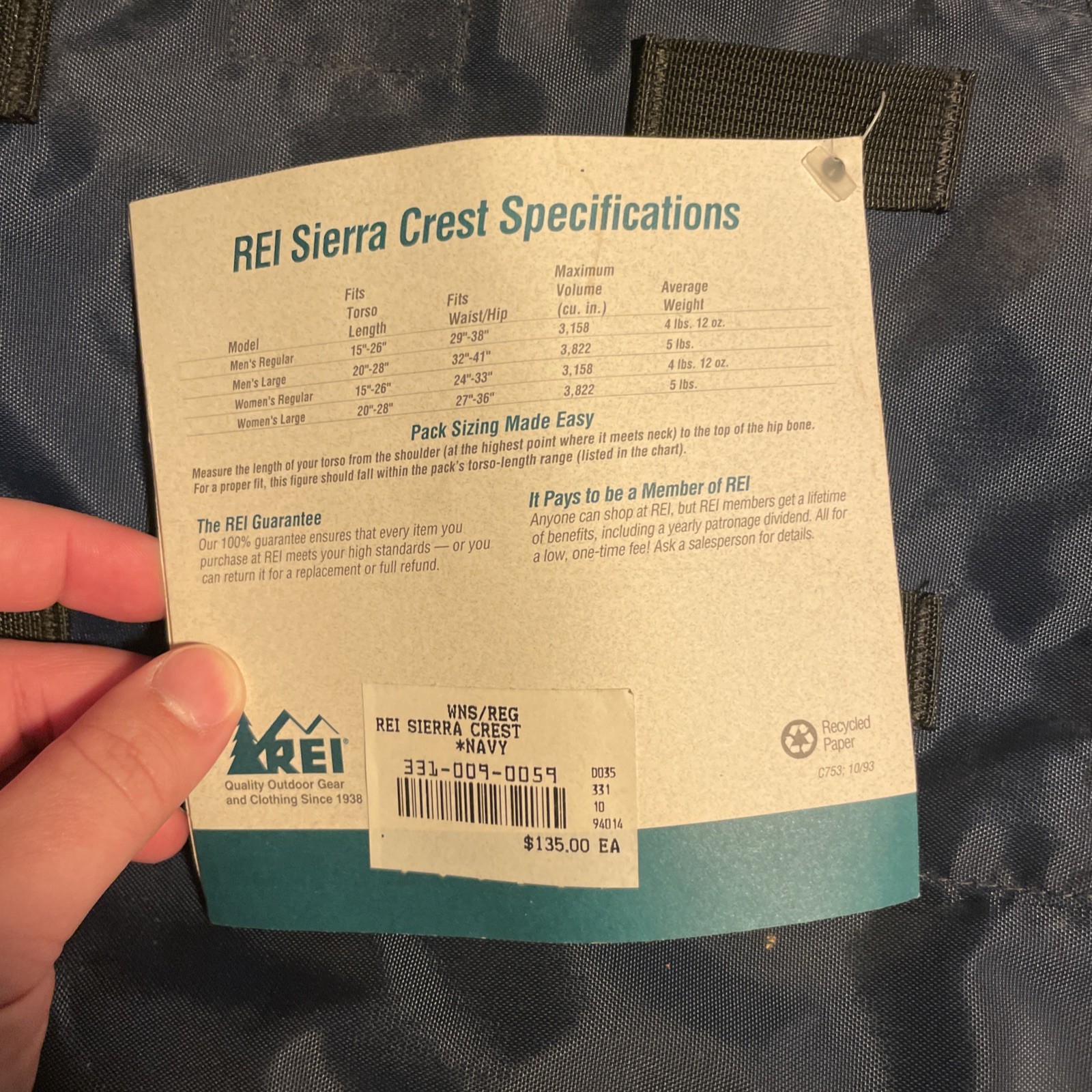 REI Trekker Sierra Crest External Frame Backpack Medium Large Blue Hiking Pack 4