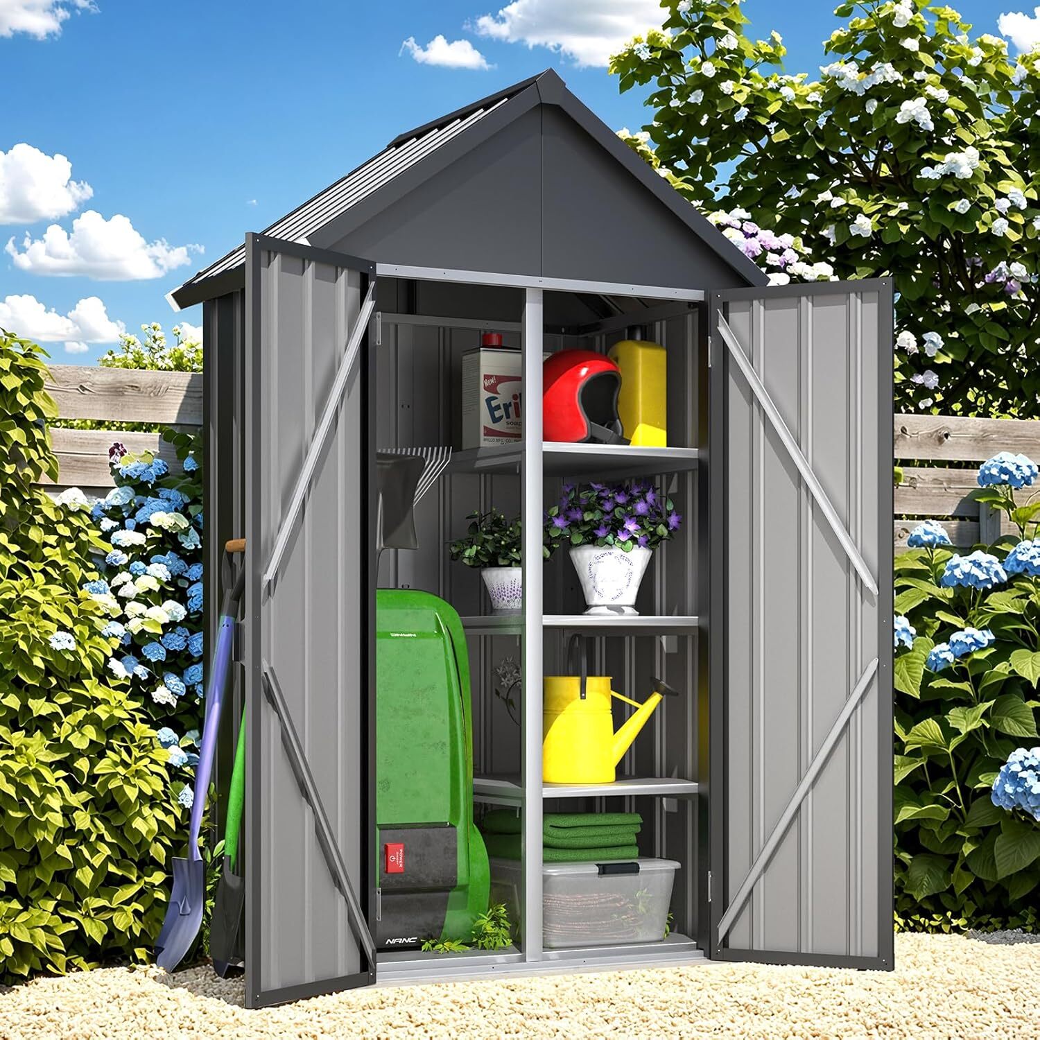 Outdoor Storage Cabinet Waterproof with Shelves, Vertical Tall Sheds Cabinet gallery