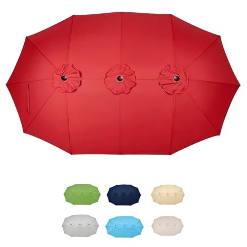 15ft Double Sided Patio Umbrella Replacement Canopy, 12 Ribs Umbrella 13ft Red gallery