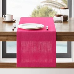 Linen Textured Border Table Runner, 14 x 48 Inch Farmhouse 14×48 Inch Hot Pink
