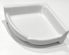 Bright White Matte Ceramic Corner Shower Shelf 0190 Medium 7.5 in White Daltile