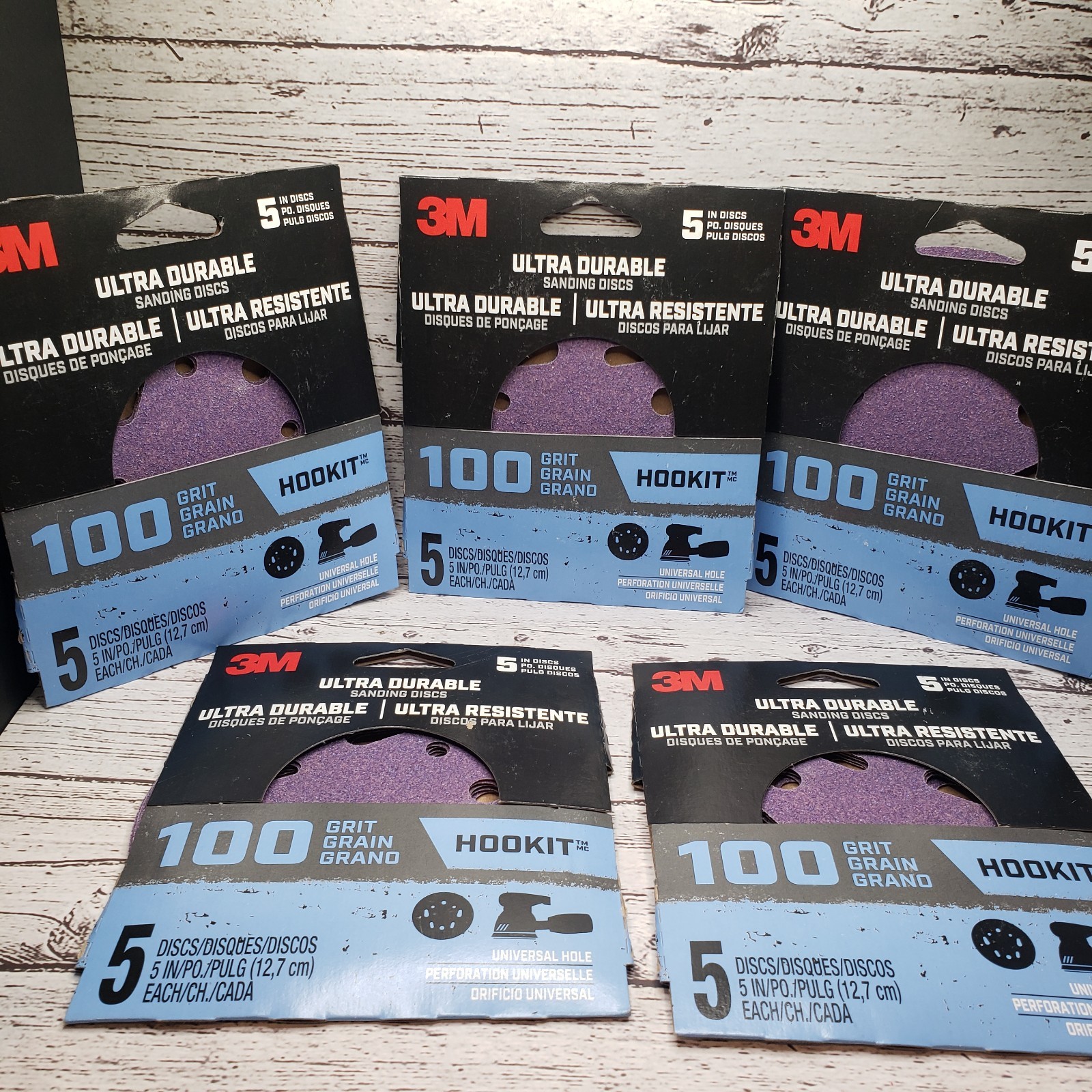 (5) Ultra Durable Power Sanding Discs,Universal,100 Grit,5 In,5-Pk. Lot 25 Total gallery