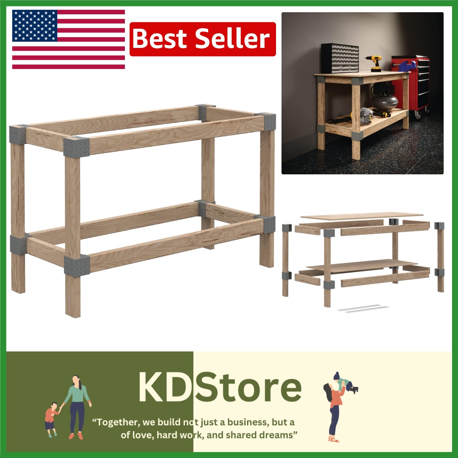 Heavyweight DIY Workbench Kit 24x48 – Easy Build with Sturdy Plastic Brackets gallery