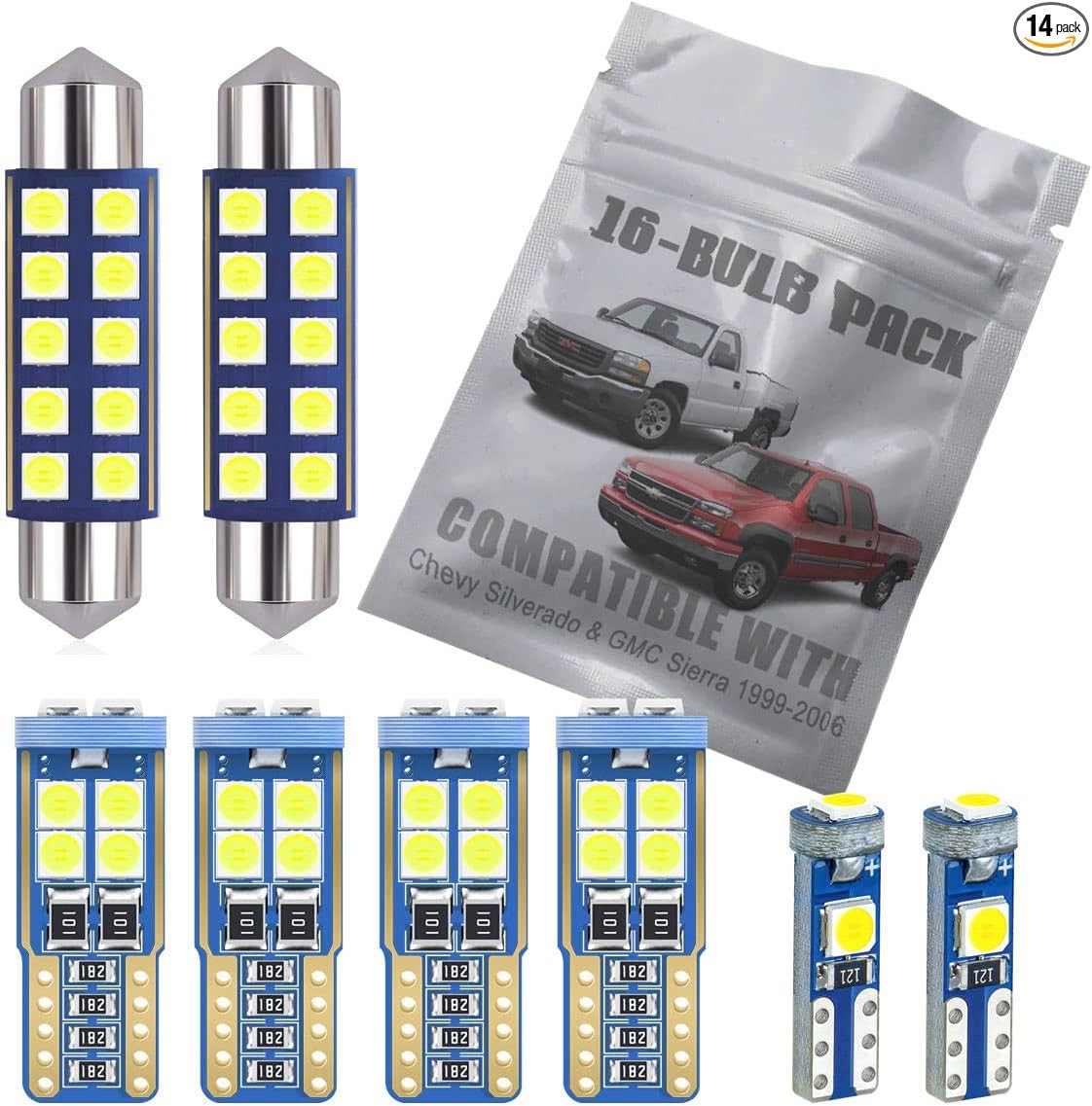 14-pc White LED Interior Light Kit Compatible with Silverado and Sierra 1999 200 gallery