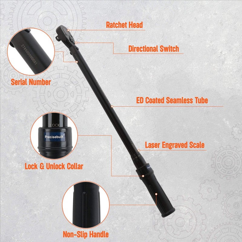 Precisebuilt 3/8" Drive 35-200 in-lb Click Tech Torque Wrench gallery