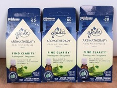 3 PACK Glade Aromatherapy Cool Mist Oil Diffuser Refill, Find Clarity Lemongrass