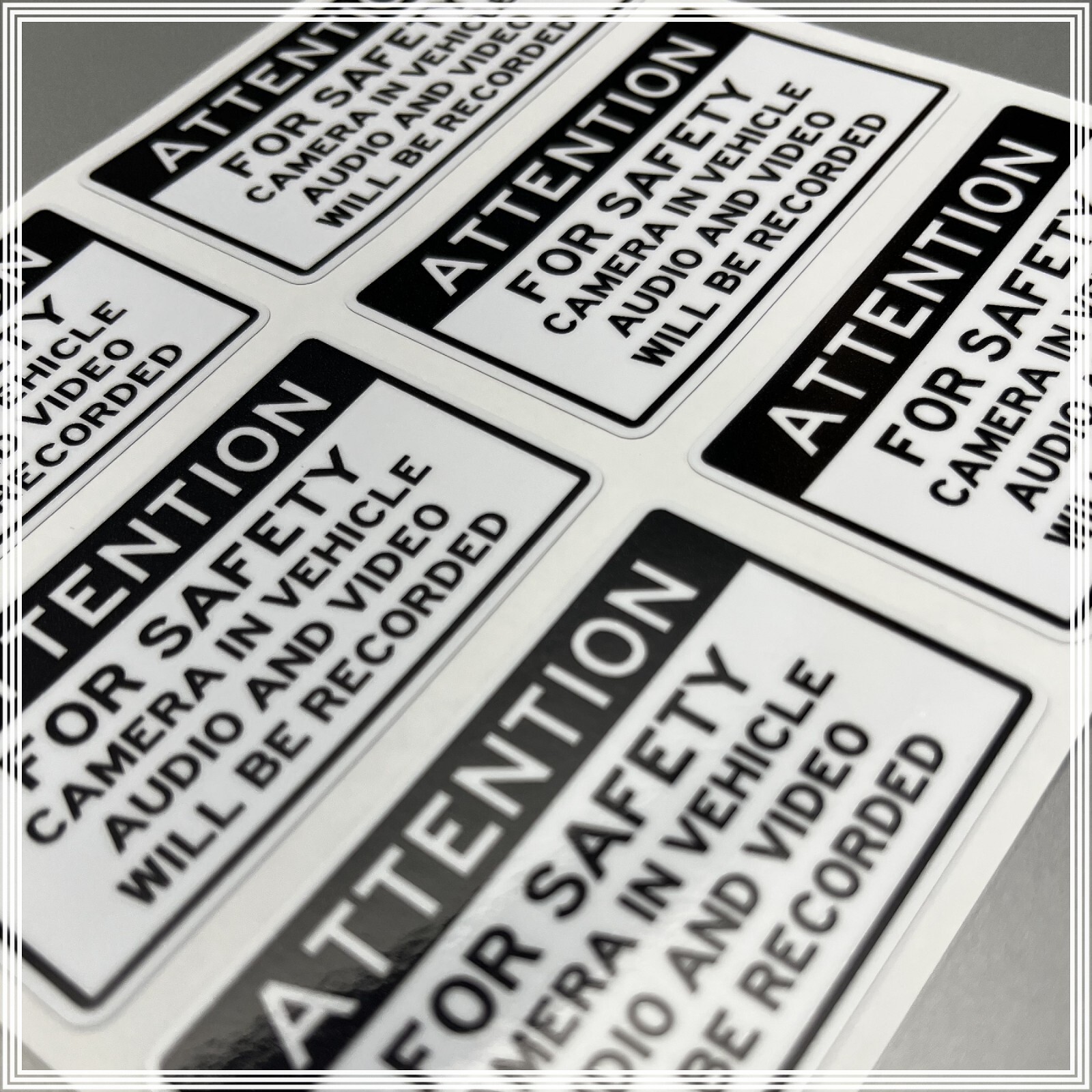 Camera in Car Recording Video 6-Pack Decals Black & White 2.5" x 1.5" for Uber gallery