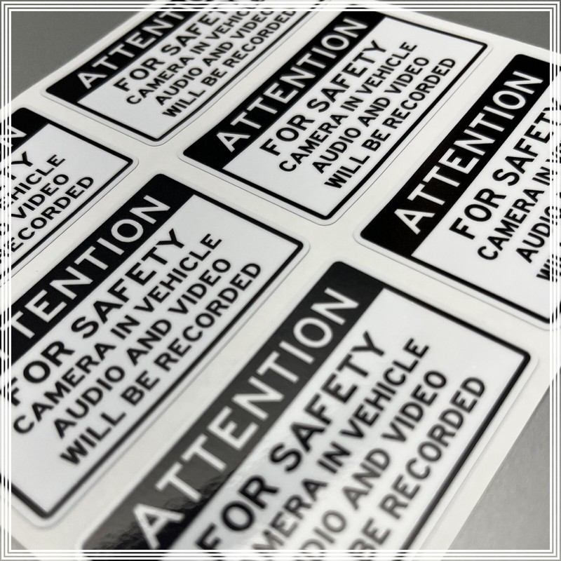Camera in Car Recording Video 6-Pack Decals Black & White 2.5" x 1.5" for Uber gallery