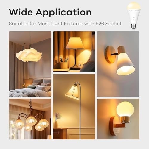 Rechargeable E26 Light Bulbs with Remote, 2600mAh Battery, 3000K-6500K, 40W Equi gallery