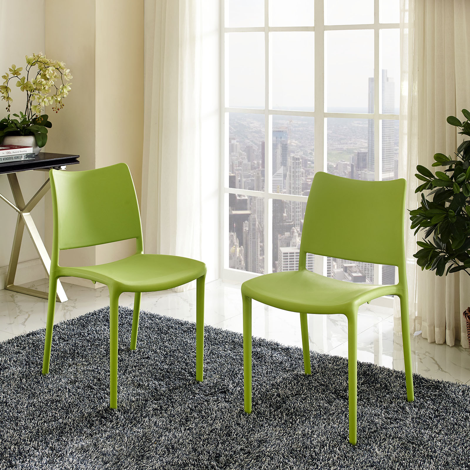 Modway Hipster Dining Side Chair Set of 2 in Green gallery